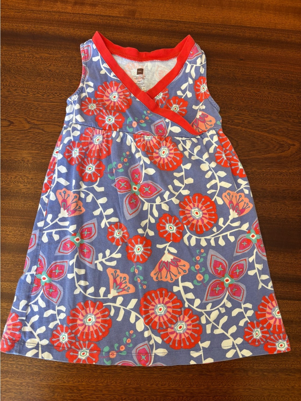 Tea Girls Floral Sleeveless Sundress - Purple & Red